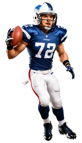 American football player, male, athletic build, helmet, face mask, mouthguard, shoulder pads, football jersey, football pants, cleats, muscular arms, holding football, throwing motion, dramatic lighti