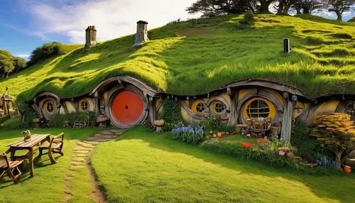 hobbiton,hobbit,grass roof,icelandic houses,fairy village,fairy house,iceland,eastern iceland,ireland,green lawn,3d fantasy,fairy world,home landscape,beautiful home,alpine pastures,fantasy landscape,green grass,dandelion hall,fantasy world,airbnb,Conceptual Art,Fantasy,Fantasy 08