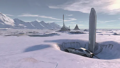 ice planet,stargate,northrend,obelisk,thermokarst,futuristic landscape,imperial shores,moon base alpha-1,infinite snow,arctic,ice boat,waypoint,terraforming,borealis,sundial,ice hotel,skyrim,south pole,tundra,snowfield,Conceptual Art,Daily,Daily 35