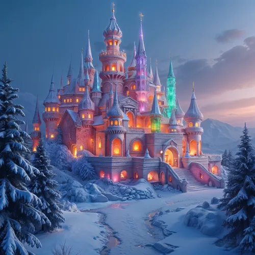 fairytale castle,christmas snowy background,fairy tale castle,disneyfied,disney castle,sleeping beauty castle