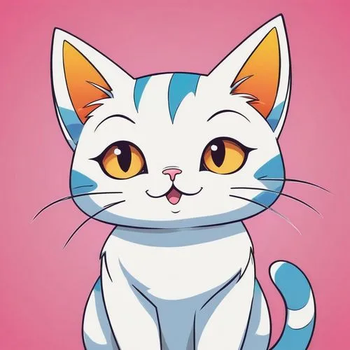 cat vector,cartoon cat,cat on a blue background,cat kawaii,japanese bobtail,cute cat,nyan,cute cartoon character,toori,drawing cat,calico cat,pink cat,cat image,capricorn kitz,tiktok icon,vector illustration,cute cartoon image,cat cartoon,cat with blue eyes,felidae,Illustration,Japanese style,Japanese Style 04