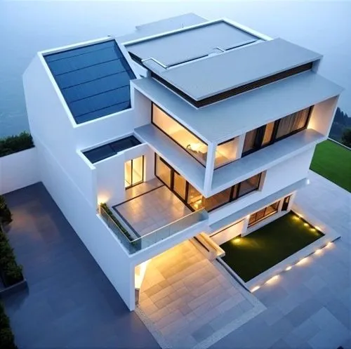 this modern house has many windows to give an eye - catching view,modern house,modern architecture,cube house,cubic house,frame house,beautiful home,dreamhouse,dunes house,folding roof,contemporary,ho