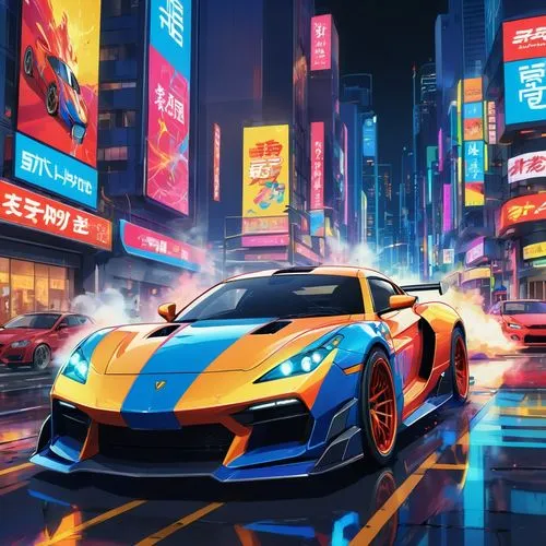 3d car wallpaper,ford gt 2020,car wallpapers,deora,lamborghini aventador,ferrari 488,Illustration,Japanese style,Japanese Style 03