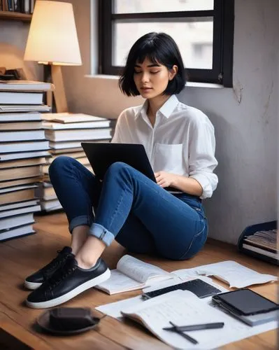 girl studying,blur office background,secretarial,desk,utada,ayako,the girl studies press,office worker,office desk,akimoto,mari makinami,working space,yomiko,study room,woman sitting,office chair,girl at the computer,emiko,desks,secretary,Art,Classical Oil Painting,Classical Oil Painting 10