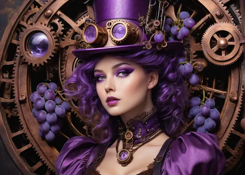 steampunk,steampunk gears,clockmaker,la violetta,victorian lady,ornate pocket watch,ringmaster,clockwork,watchmaker,rich purple,violet,purple,grandfather clock,victorian style,purple rizantém,viola,dark purple,medusa,ladies pocket watch,cog,Conceptual Art,Fantasy,Fantasy 25