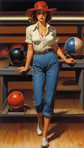 bowler,candlepin bowling,bowling equipment,ten-pin bowling,duckpin bowling,bowling balls,bowling,ten pin bowling,bowling ball,retro women,ten pin,bowling ball bag,retro woman,woman sitting,billiard ball,1940 women,boccia,vintage art,bocce,billiards,Illustration,American Style,American Style 07