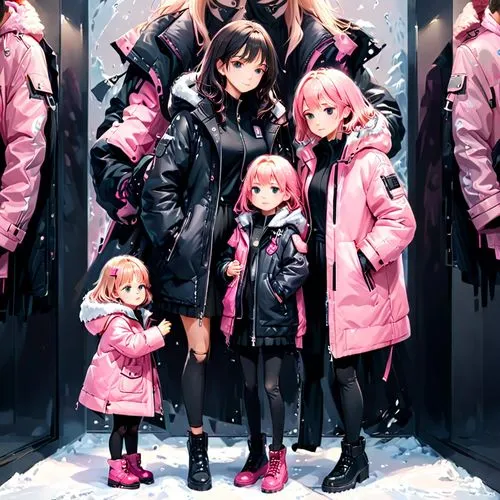 in the snow,winter clothing,snowsuits,siberians,quintuplet,akatsuki,Anime,Anime,General