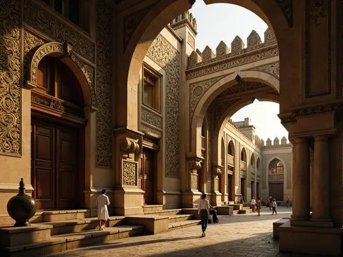 alcazar of seville,arcaded,theed,university al-azhar,the cairo,archways,marrakesh,riad,sapienza,meknes,medinah,persian architecture,the hassan ii mosque,qasr al watan,caravanserais,kunsthistorisches museum,souq,porticos,doge's palace,hassan 2 mosque