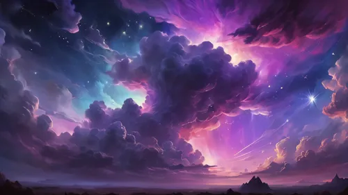 fantasy landscape,purple landscape,unicorn background,nebulos,epic sky,mesosphere,dreamscape,nebulas,fantasy picture,skyboxes,wavelength,night sky,wonderlands,sky,purple wallpaper,vast,fairy galaxy,space art,dusk background,nebulae,Conceptual Art,Fantasy,Fantasy 01