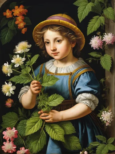 girl picking flowers,girl in flowers,girl in the garden,girl in a wreath,child portrait,flora,girl picking apples,borage family,flower painting,holding flowers,young girl,girl with cereal bowl,raffaello da montelupo,floral ornament,flowers png,bouguereau,girl with bread-and-butter,florists,artemisia,child with a book,Art,Classical Oil Painting,Classical Oil Painting 21