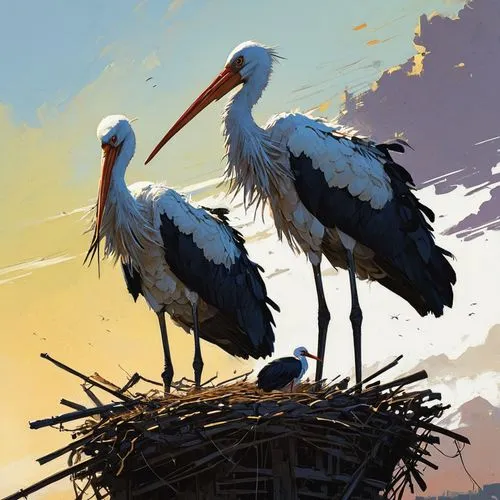 storks,white storks,stork,herons,white stork,great white pelicans,rattle stork,pelicans,bird couple,black-billed stork,crested terns,white pelican,small wading birds,sea birds,bird painting,baby stork,dalmatian pelican,eastern white pelican,harbor cranes,perched birds,Conceptual Art,Sci-Fi,Sci-Fi 01