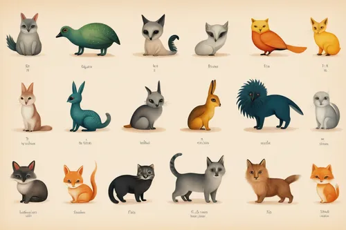 Imagine adorable baby animal emojis that evoke a sense of innocence and playfulness.,vintage cats,animal icons,animal shapes,felines,animal stickers,capricorn kitz,cat vector,fox stacked animals,cat d