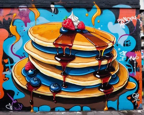 berlin pancake,plate of pancakes,still life with jam and pancakes,grafite,maser,juicy pancakes,Conceptual Art,Graffiti Art,Graffiti Art 07