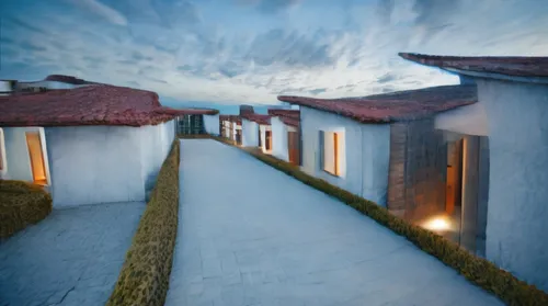 row of houses,townhomes,townhouses,roof landscape,escher village,the threshold of the house