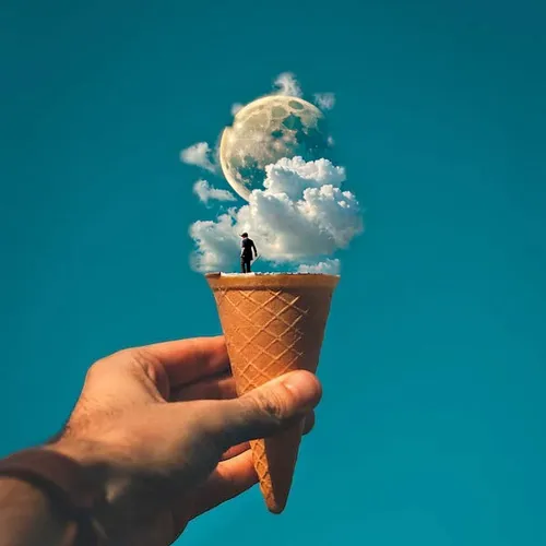 Moon,ice cream cone,woman with ice-cream,ice cream icons,ice-cream,ice cream,icecream,sweet ice cream,sundae,ice cream cones,gelato,frozen dessert,ice creams,conceptual photography,ice cream on stick,