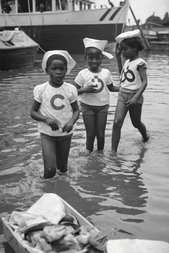 Children at Swan Island refugee center set up by the Red Cross after the Vanport Flood, 1948. OrHi 90661. Photographs: Portland - NE Neighborhoods - Vanport [graphic]; Photo file #1689-A; 1948/05,youn