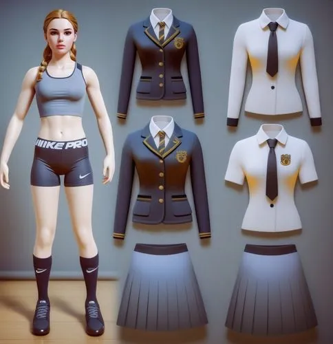 derivable,uniforms,a uniform,uniform,school clothes,paper doll,Photography,General,Realistic