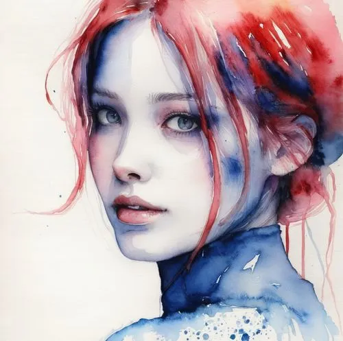 hoshihananomia,jingna,karou,watercolor blue,watercolor,mystique,Illustration,Paper based,Paper Based 20