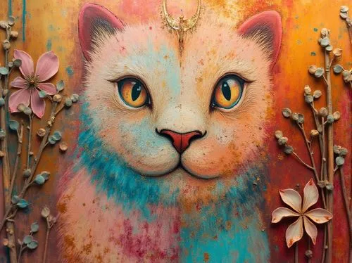 pink cat,felino,flower cat,firecat,feline,pintada,ginger cat,bohemian art,folk art,vintage cat,miao,kittenish,tansky,tretchikoff,watercolor cat,lucky cat,decorative art,kihon,rangoli,gattelli,Photography,General,Realistic