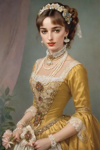 As a young woman from the colonial or postcolonial Mexican upper class, Daphne would wear elegant dresses reflecting the fashion of the time, with influences from Spanish colonial attire. Her gowns wo