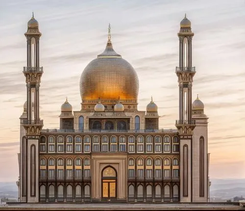 a large ornate building with four domes on it,grand mosque,al nahyan grand mosque,big mosque,islamic architectural,brunei,masjid jamek mosque,star mosque,abu dhabi mosque,house of allah,city mosque,su