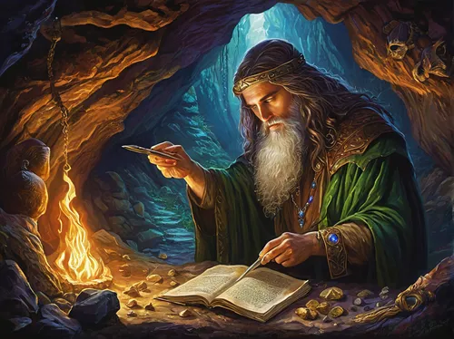 saint patrick,the abbot of olib,biblical narrative characters,jrr tolkien,magic book,scholar,prayer book,game illustration,rabbi,old testament,the wizard,thorin,twelve apostle,prophet,hobbit,gandalf,new testament,persian poet,genesis land in jerusalem,monk,Illustration,Paper based,Paper Based 09