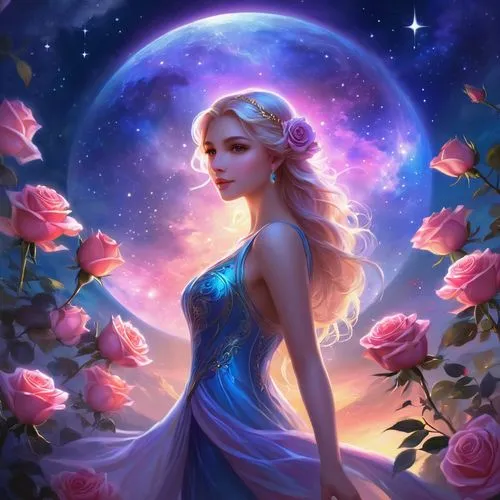 blue moon rose,rosa 'the fairy,elsa,fantasy picture,blue rose,sky rose,romantic rose,zodiac sign libra,fantasy portrait,rosa ' amber cover,rapunzel,bright rose,white rose snow queen,rose bloom,disney rose,fantasy art,aurora,andromeda,moonflower,horoscope libra,Illustration,Realistic Fantasy,Realistic Fantasy 01