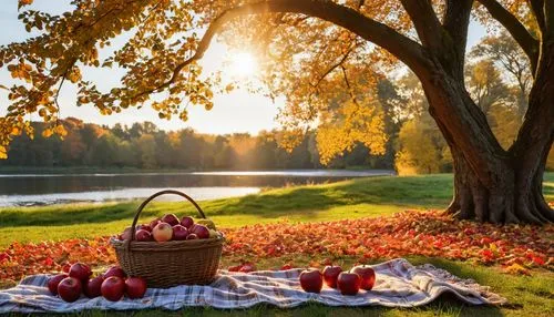 picnic basket,autumn background,picnic,autumn day,autumn idyll,autumn in the park,Photography,General,Realistic