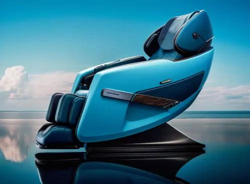 高端款按摩椅,a blue chair sitting on top of a body of water,jetski,outboards,jet ski,speedboat,pedalo,lambretta,Photography,General,Natural