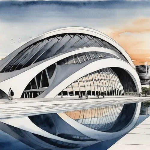 calatrava,newcastle upon tyne,quayside,clydeside,westlink,tyneside,salford,etfe,gateshead,tyne,arcology,samuel beckett bridge,tayside,longbridge,fearnley,futuristic architecture,superstructures,northumbria,tempodrom,strathclyde,Illustration,Paper based,Paper Based 30