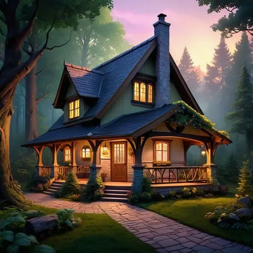 house in the forest,cottage,little house,summer cottage,witch's house,country cottage,Conceptual Art,Fantasy,Fantasy 01