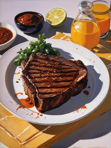 Create a recipe for a mouthwatering t-bone marinade using only five ingredients.,flank steak,flat iron steak,rib eye steak,delmonico steak,veal steak,rump steak,steak grilled,beef steak,striploin,sirl