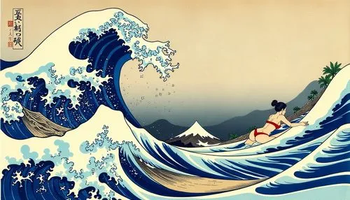 hiroshige,hokusai,the great wave off kanagawa,cool woodblock images,japanese waves,ukiyoe