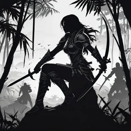 silhouette art,michonne,woman silhouette,silhouette dancer,palm tree silhouette,silhouette,Illustration,Black and White,Black and White 31