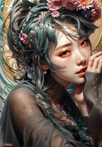 kommuna,hoshihananomia,viveros,fairie,fantasy portrait,japanese art