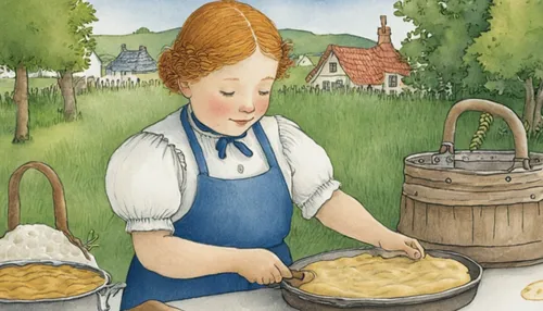 woman holding pie,reibekuchen,dutch oven,chess pie,streuselkuchen,zwiebelkuchen,pannekoek,cooking book cover,eieerkuchen,cheesemaking,butter pie,girl with bread-and-butter,vanillekipferl,poffertjes,gingerbread maker,vasilopita,bornholmer margeriten,spätzle,swede cakes,madeleine,Illustration,Realistic Fantasy,Realistic Fantasy 31