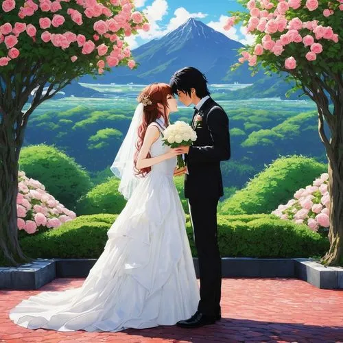 wedding photo,wedding couple,wedding frame,the cherry blossoms,japanese sakura background,wedding ceremony,silver wedding,romantic portrait,kimjongilia,romantic scene,landscape background,wedding banquet,photo painting,ceremony,wedding photography,world digital painting,flower background,beautiful couple,kdrama,love background,Illustration,Japanese style,Japanese Style 18