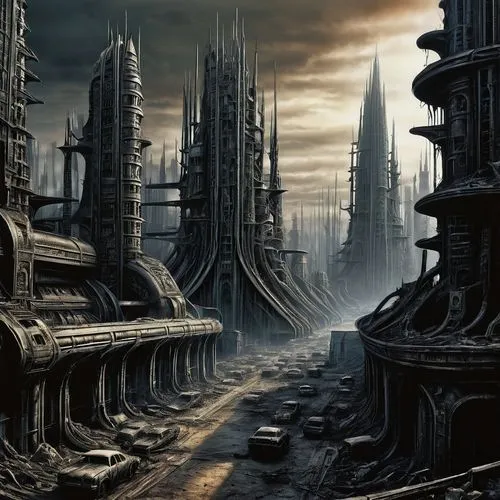 cardassia,destroyed city,post-apocalyptic landscape,tirith,arcology,imperialis,osgiliath,futuristic landscape,primordia,ancient city,sulaco,giger,secunda,undercity,scarcities,coruscant,jablonsky,varsavsky,barsoom,megastructures,Conceptual Art,Sci-Fi,Sci-Fi 02