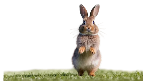 cute rabbit, fluffy fur, white whiskers, pink nose, big brown eyes, standing on hind legs, holding carrot, green meadow background, warm sunlight, shallow depth of field, 3/4 composition, soft focus, 