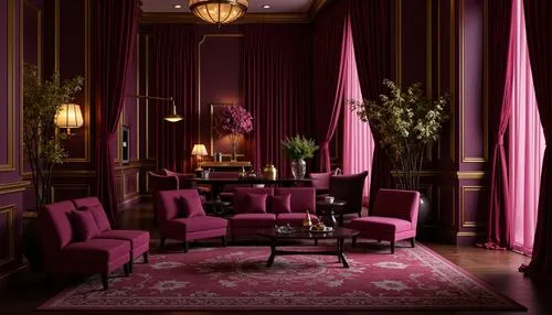 schiaparelli,mahdavi,baccarat,damask background,boisset,ritzau,seelbach,royal interior,dark pink in colour,damask,chaise lounge,victorian room,ornate room,claridges,sitting room,opulently,ispahan,chateau margaux,pink chair,opulent