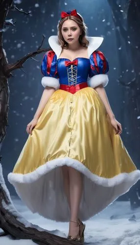 (((((Elizabeth Olsen)))))(((simple real image)))((()))) ((wearing a costume(((((ghotic snow white cosplay))))) custom with outside braid(((belly out))),mini skirt,t))), big earphones ((leaning against