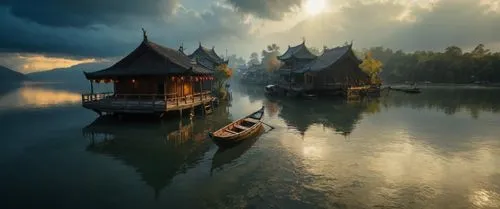 lake bled,inle,floating huts,ulun danu,indonesia,southeast asia,inle lake,boat landscape,bled,thun lake,houseboats,thai temple,house with lake,thailand,thailands,asian architecture,beautiful lake,backwaters,houseboat,tranquility