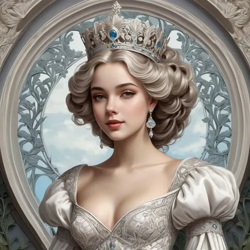 principessa,tiara,noblewoman,white rose snow queen,cinderella,liselotte,Illustration,Retro,Retro 08