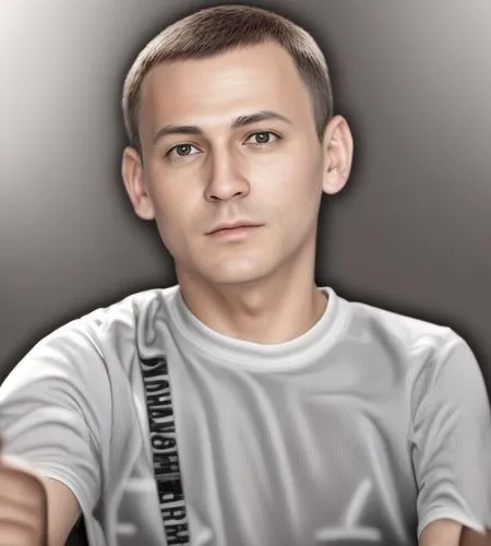 there is a selfie portrait of a guy in white shirt,yandarbiev,tszyu,kulayev,amirkhanov,afanasyev,nikonov,Common,Common,Natural