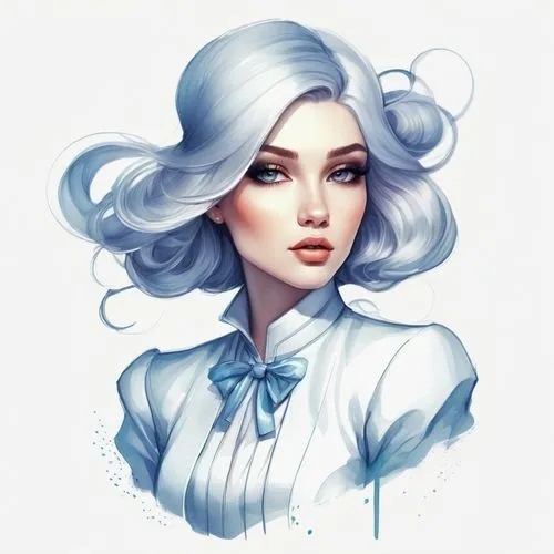 peignoir,white rose snow queen,white lady,krita,janna,azzurra,Illustration,Realistic Fantasy,Realistic Fantasy 15