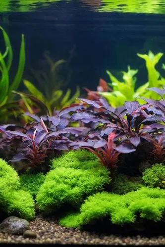 a beautiful aquarium tank with moss and other green aquatic plants
,the aquarium features green plants and algae,rotala,aquatic herb,hygrophila,lfs,aquatic plants,aquatic plant