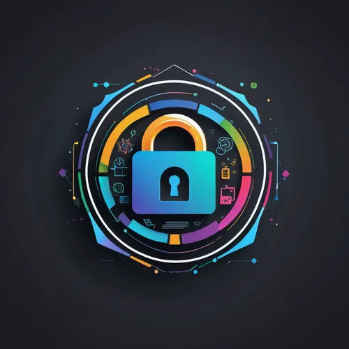 information security,colorful foil background,digital identity,cybersecurity,cyber security,internet security,it security,digital safe,cryptography,encryption,combination lock,digital rights management,smart key,android icon,download icon,computer icon,authentication,spotify icon,security concept,circle icons,Unique,Design,Logo Design
