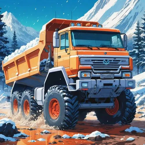 kamaz,unimog,snowplow,snow plow,magirus,ural-375d,magirus-deutz,uaz-469,christmas truck,defender,gaz-53,uaz-452,winter tires,six-wheel drive,logging truck,volvo ec,log truck,steyr 220,land vehicle,snow removal,Illustration,Japanese style,Japanese Style 03