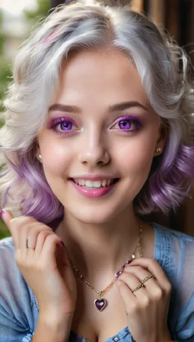 a young woman smiling wearing a necklace and ring,violet head elf,violetta,lalonde,miriori,emilia,milka,Photography,General,Natural