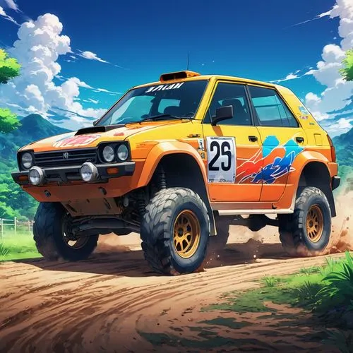 subaru rex,xterra,dakar rally,uaz,game car,toyota fj cruiser,off-road car,motorstorm,yota,4 runner,off-road outlaw,jimny,off road toy,kiyota,overland,off-road vehicle,onrush,crosscountry,fj,hilux,Illustration,Japanese style,Japanese Style 03